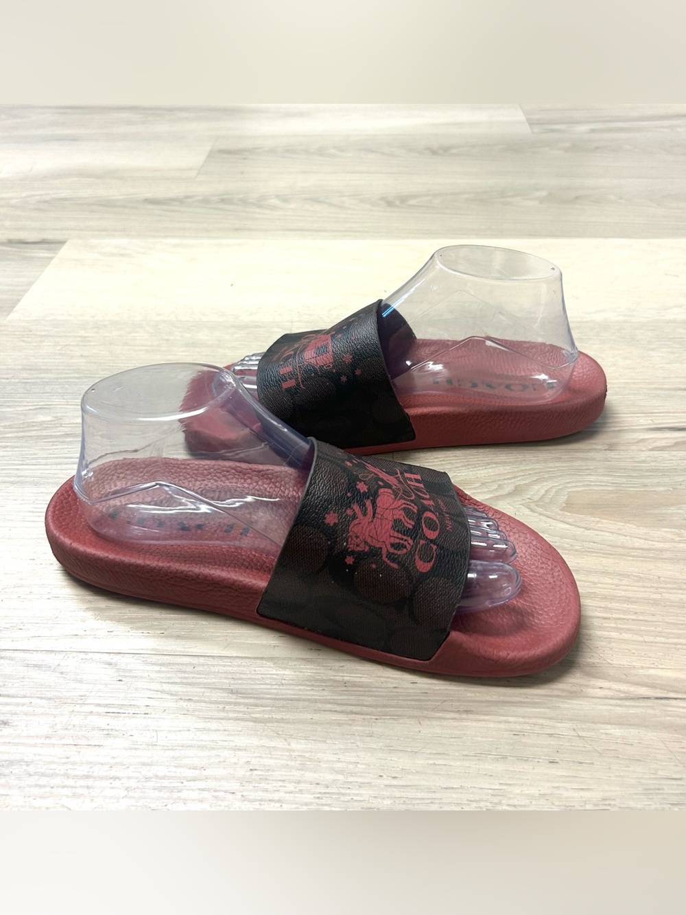 Coach Uli Sport Slide Signature Canvas Horse Carriage Women 9B Berry Pink Logo - Picture 13 of 15